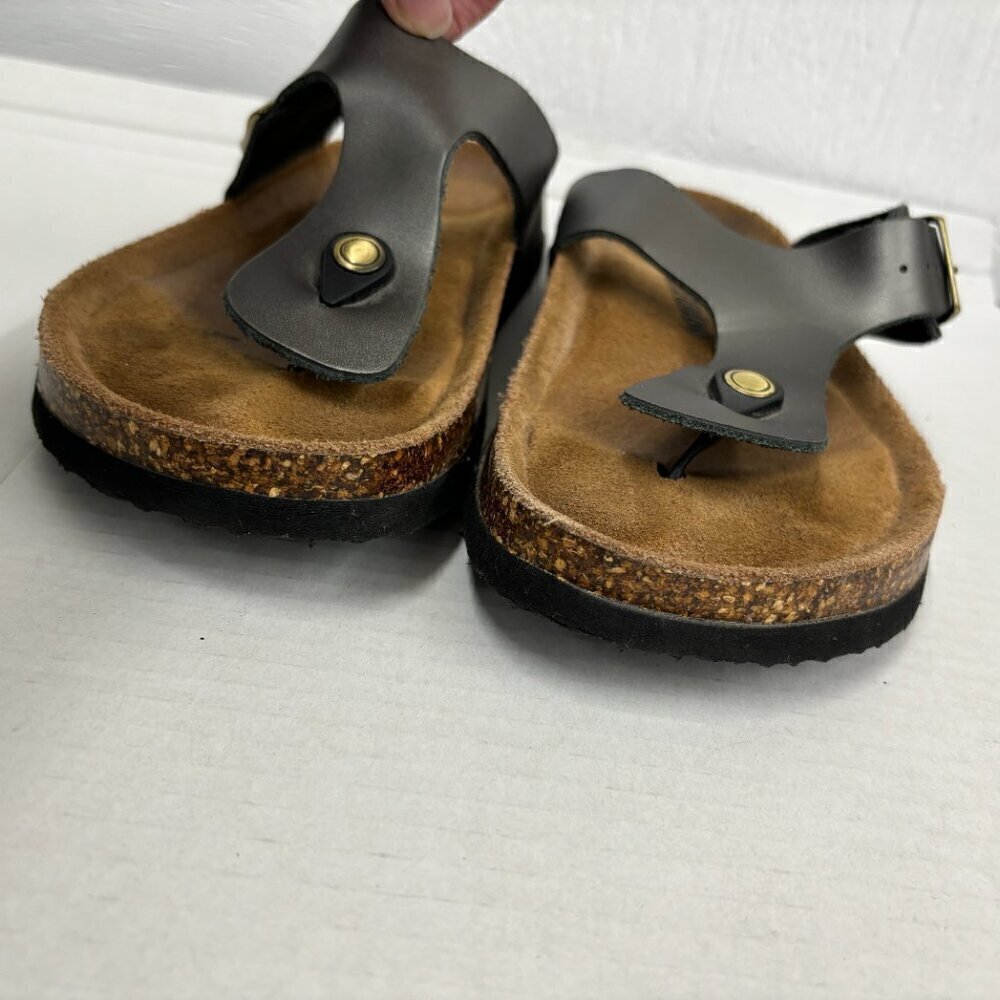 SoftMoc Flat Slip on Padded Footbed Pewter Leather Thong Sandal Buckle Size 11 - Picture 7 of 14
